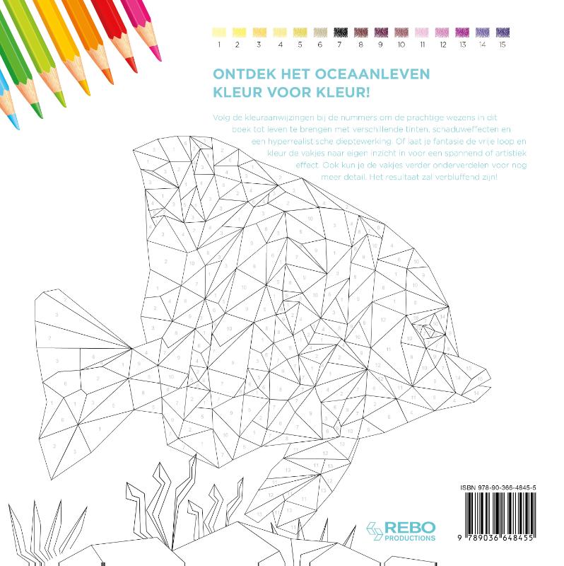 Achterkant van Oceaanleven - Kleuren op nummer