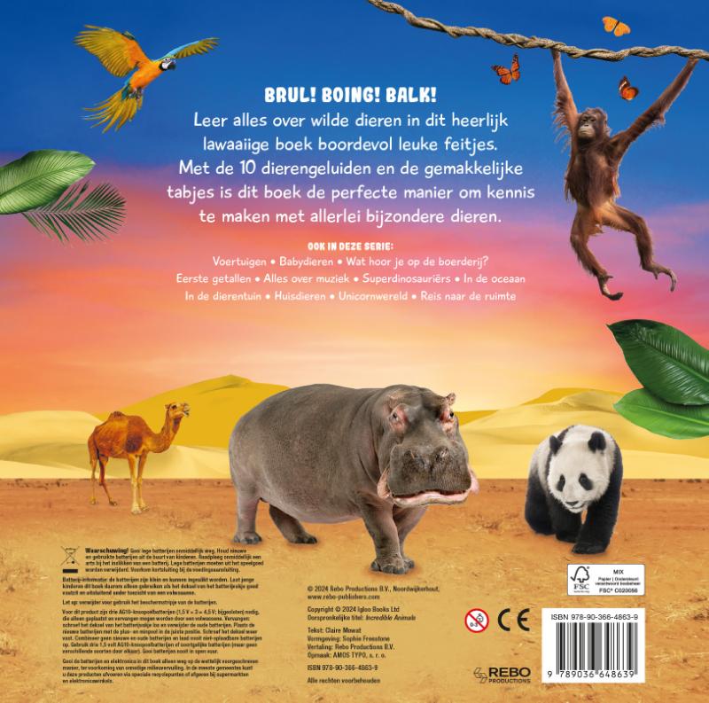 Achterkant van Wilde dieren - 10-geluidenboek