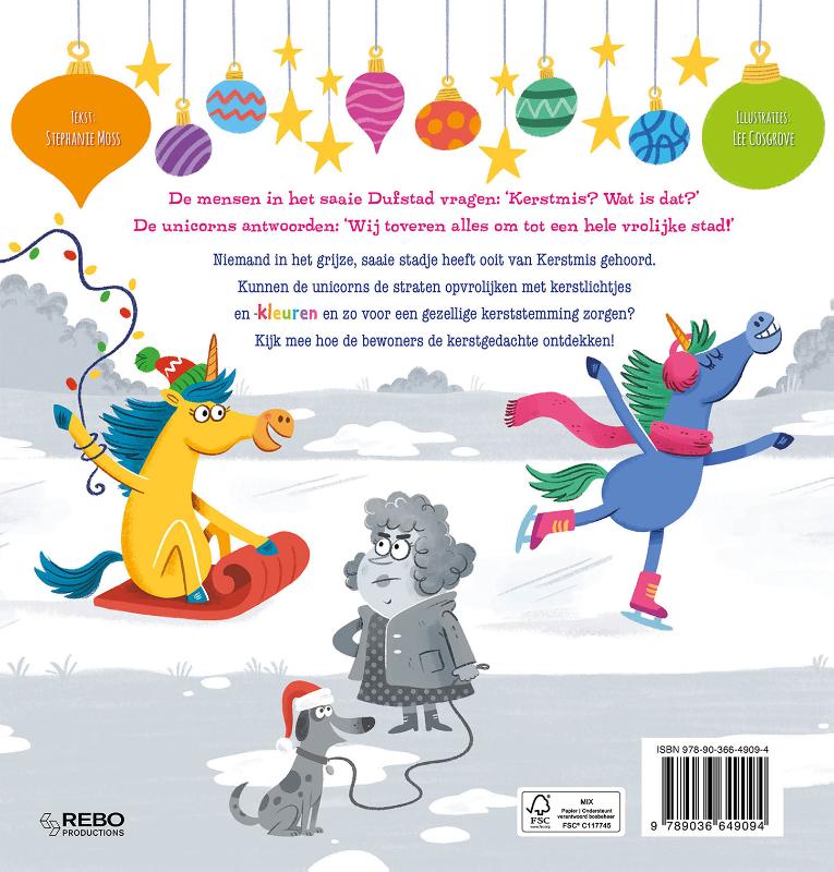 Achterkant van Uh-oh! Daar zijn de... kerst-unicorns!