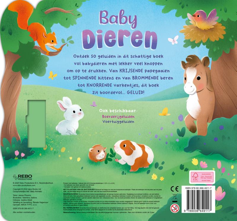Achterkant van Babydieren – 50-geluidenboek