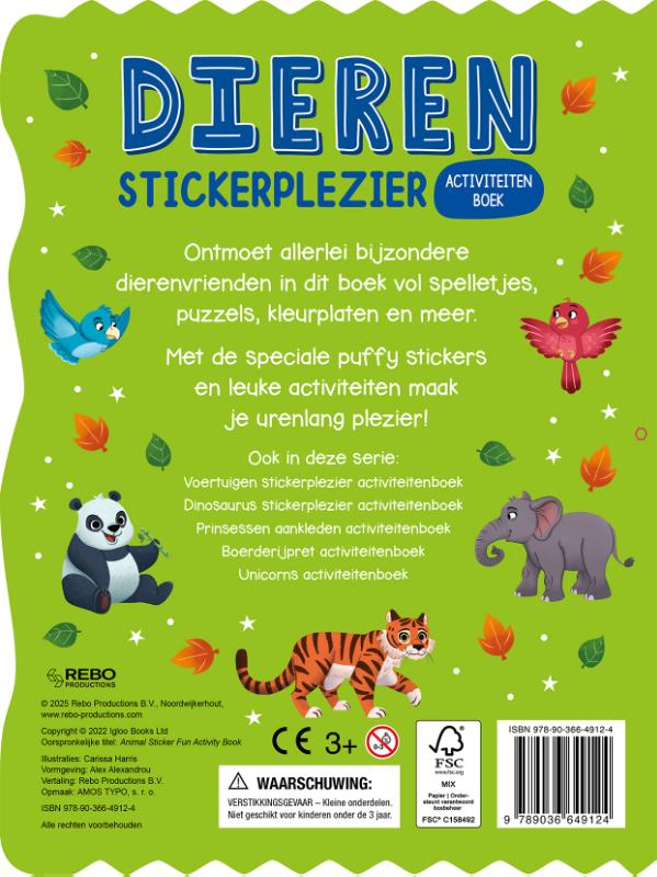 Achterkant van Dieren Stickerplezier activiteitenboek