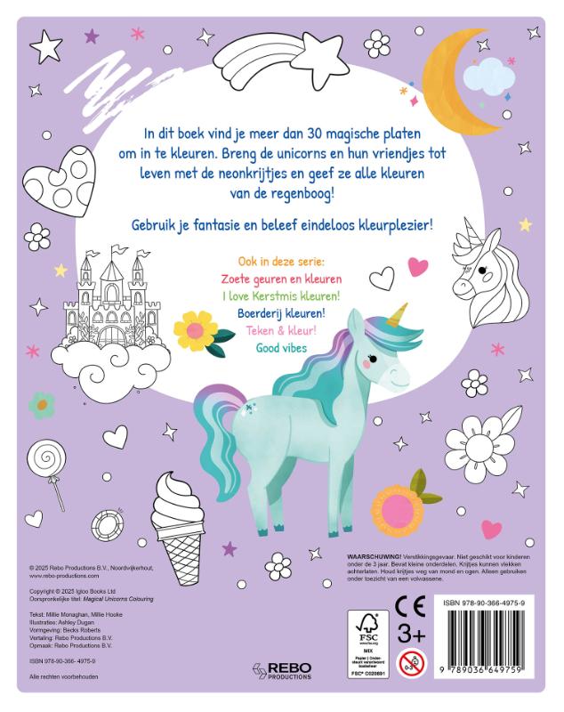 Achterkant van Magische unicorns kleuren! - Kleurmania