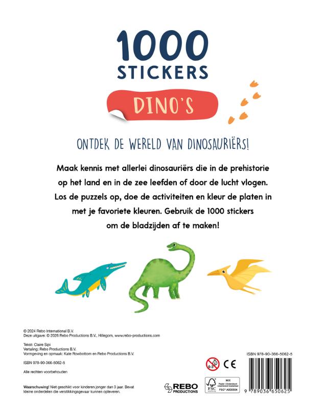 Achterkant van Dino's - 1000 stickers