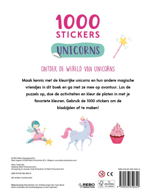 Achterkant van Unicorns - 1000 stickers