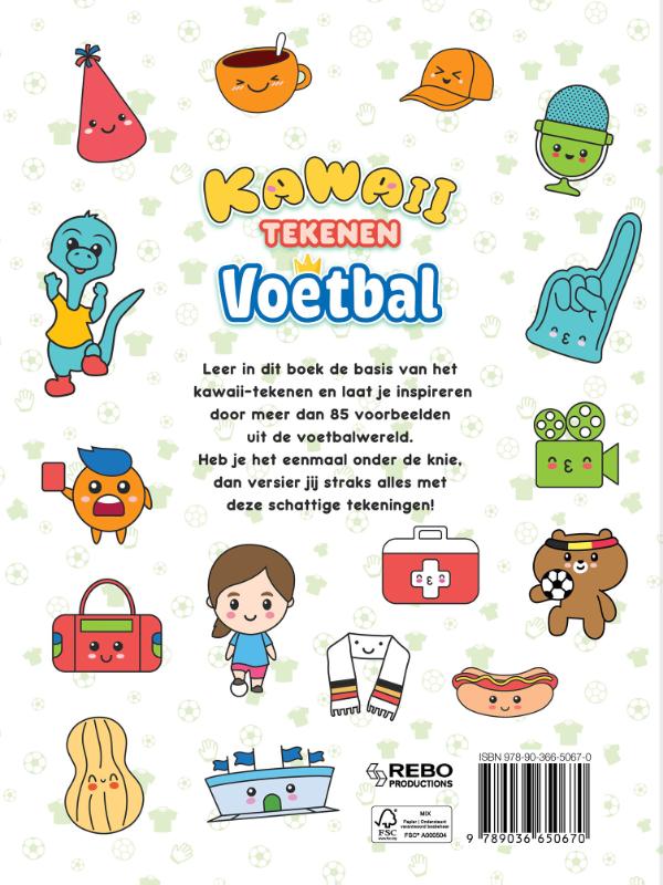 Achterkant van Kawaii tekenen voetbal