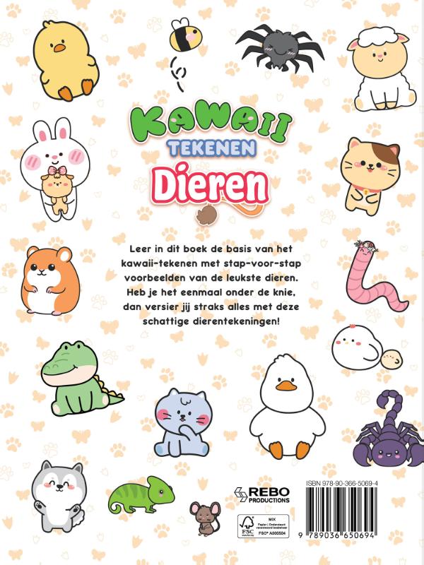 Achterkant van Kawaii tekenen dieren