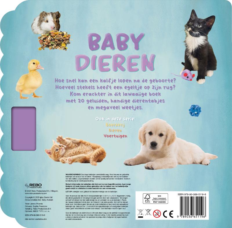 Achterkant van Babydieren - 20-geluidenboek