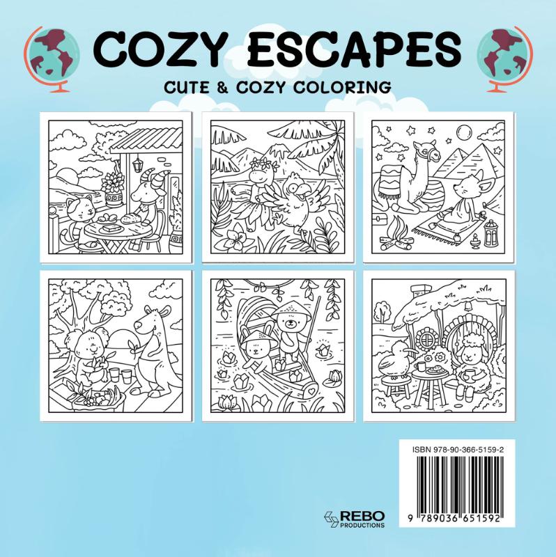 Achterkant van Cozy escapes - Coloring Book Cafe