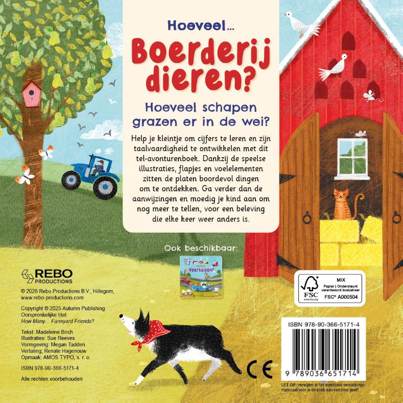Achterkant van Hoeveel boerderijdieren?
