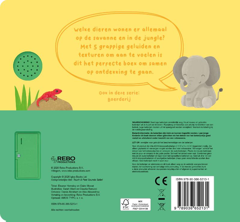 Achterkant van Wilde dieren - Voel & luister