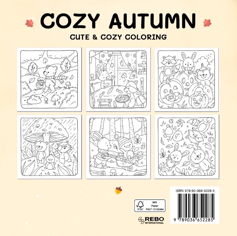 Achterkant van Cozy Autumn (English) - Coloring Book Cafe