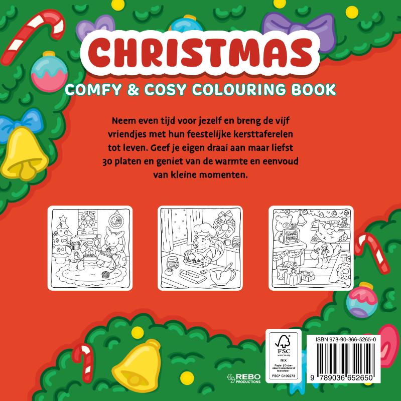 Achterkant van Christmas - Comfy & cosy colouring book