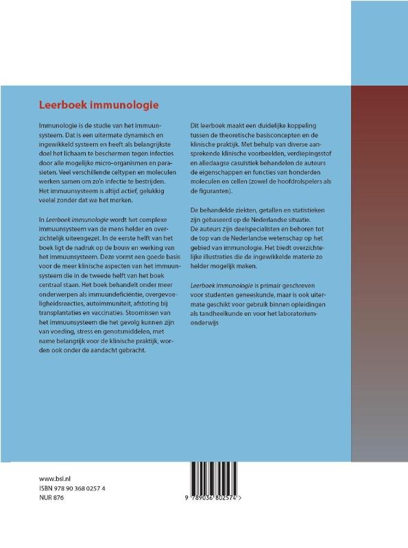 Achterkant van Leerboek immunologie