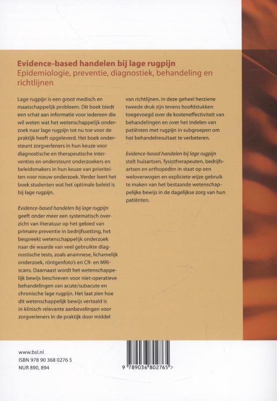 Achterkant van Evidence-based handelen bij lage rugpijn