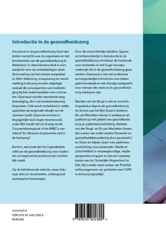 Achterkant van Introductie in de gezondheidszorg