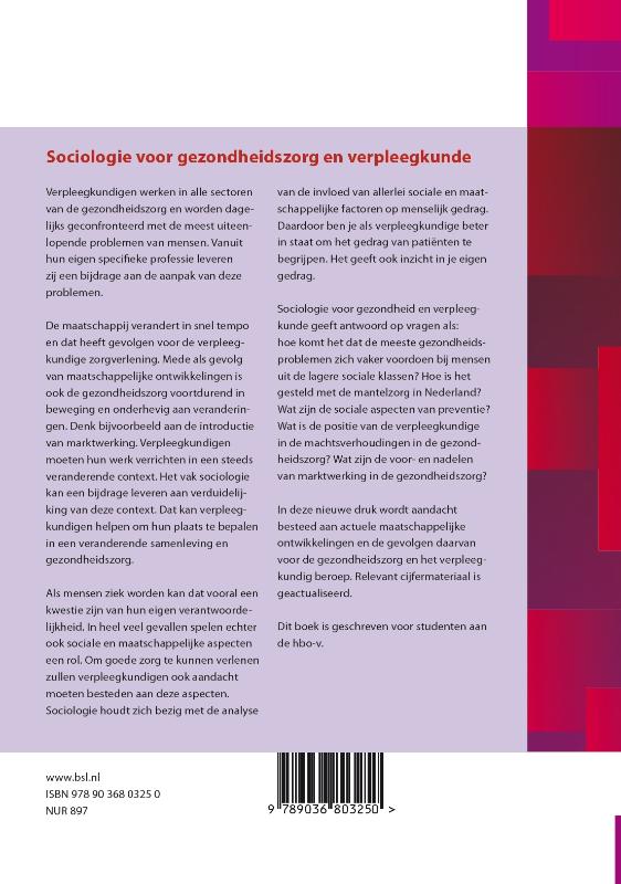 Achterkant van Sociologie voor gezondheidszorg en verpleegkunde