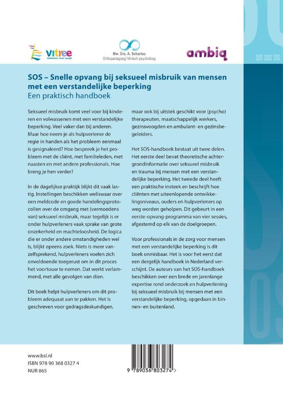 Achterkant van SOS - snelle opvang bij seksueel misbruik van mensen met een verstandelijke beperking