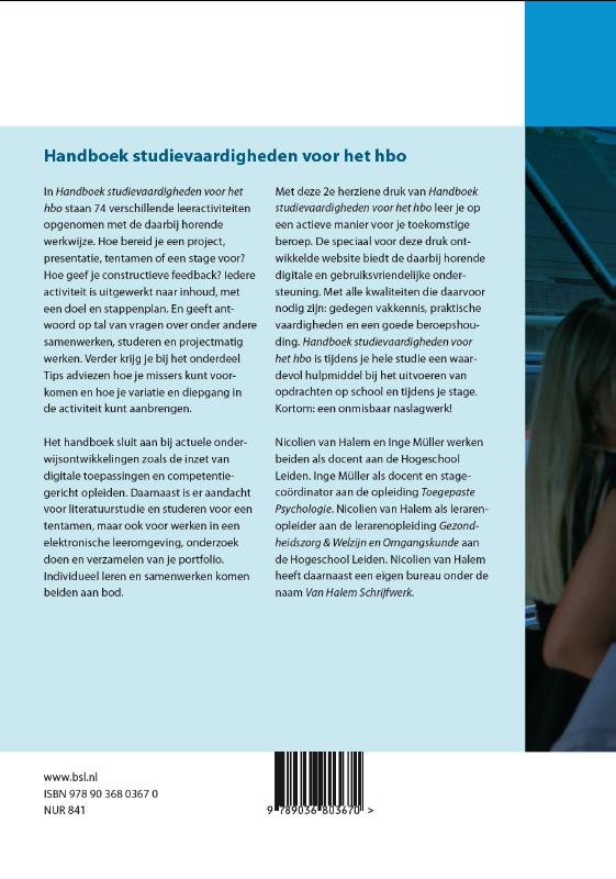 Achterkant van Handboek studievaardigheden voor het HBO