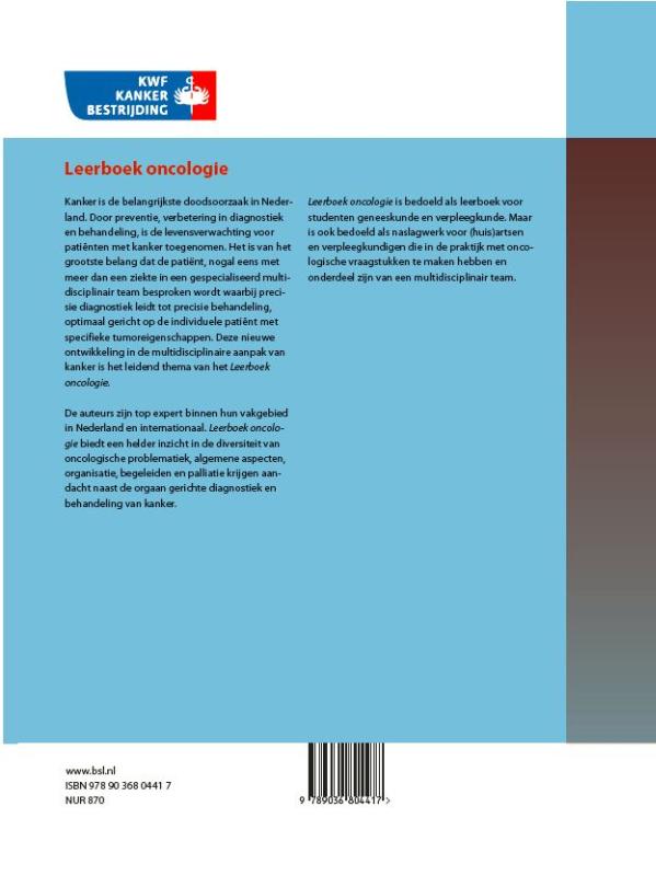Achterkant van Leerboek oncologie