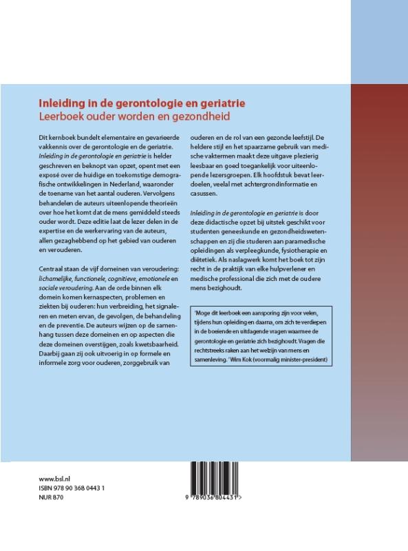 Achterkant van Inleiding in de gerontologie en geriatrie