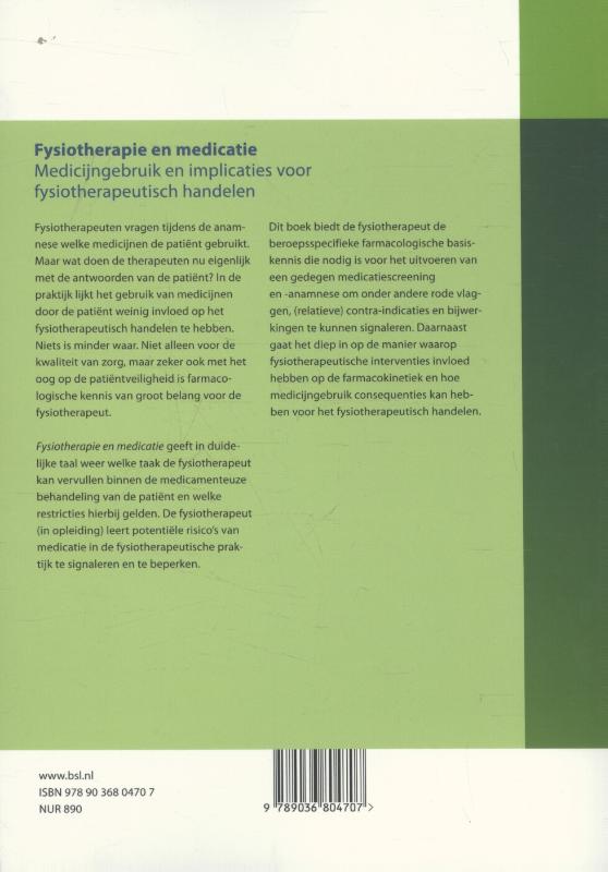 Achterkant van Fysiotherapie en medicatie