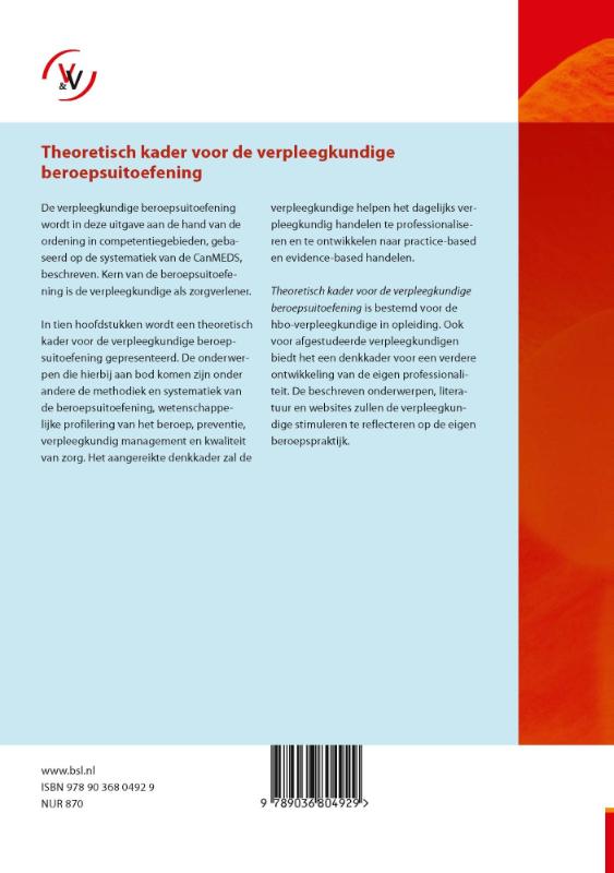 Achterkant van Theoretisch kader voor de verpleegkundige beroepsuitoefening