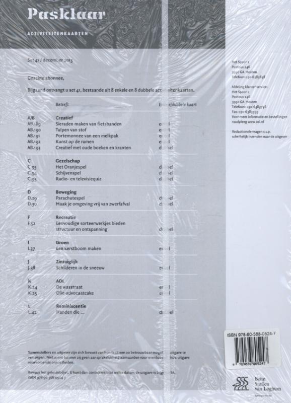 Achterkant van Pasklaar activiteitenkaarten set 41