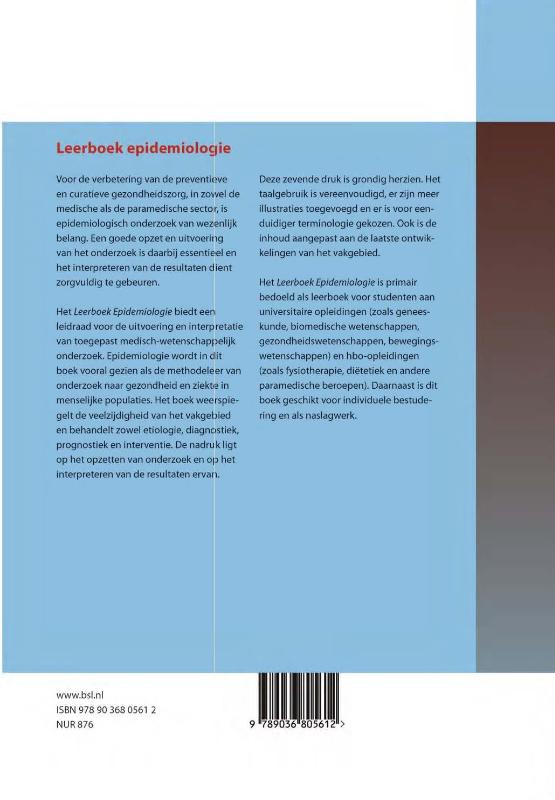 Achterkant van Leerboek epidemiologie