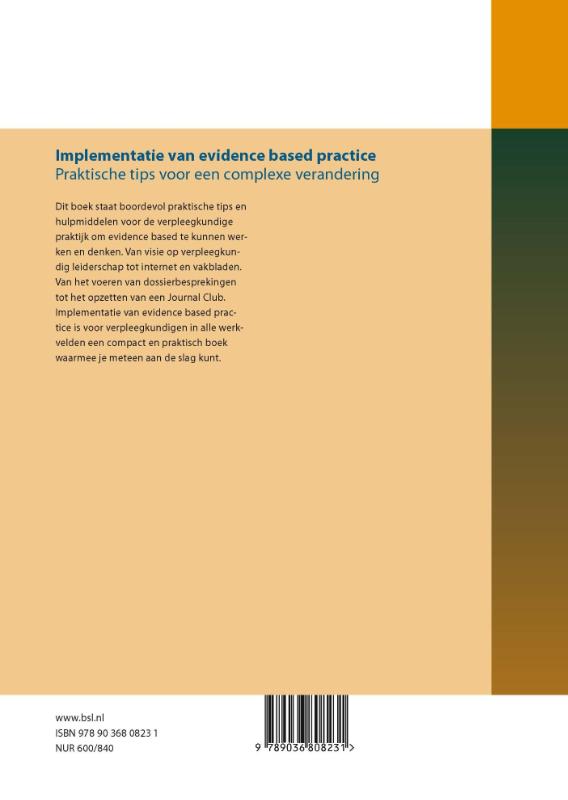 Achterkant van Implementatie van evidence based practice
