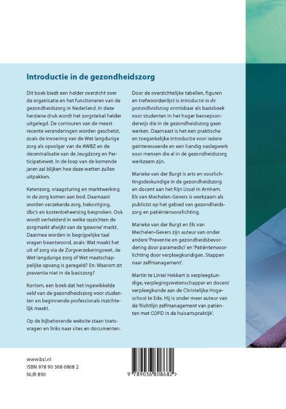 Achterkant van Introductie in de gezondheidszorg