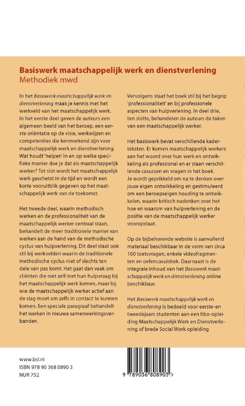 Achterkant van Basiswerk maatschappelijk werk en dienstverlening