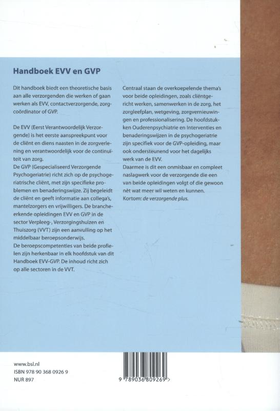 Achterkant van Handboek EVV en GVP