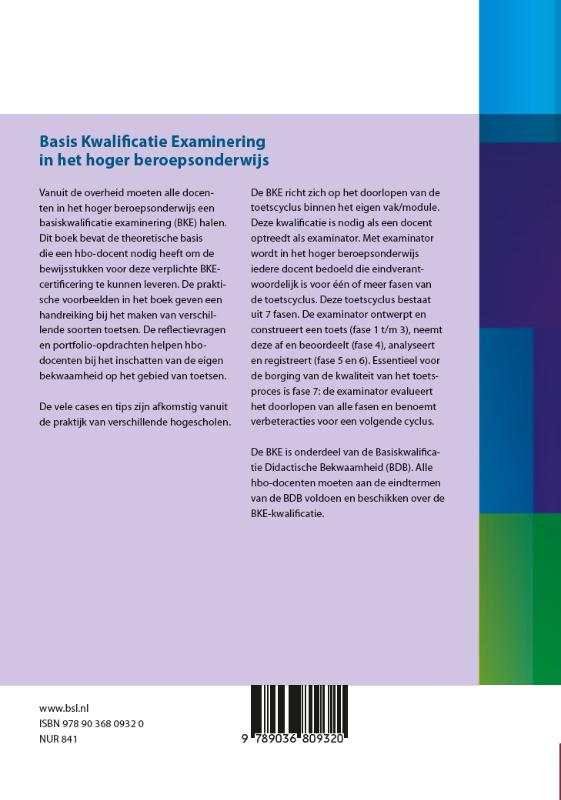Achterkant van Basis kwalificatie examinering in het hoger beroepsonderwijs