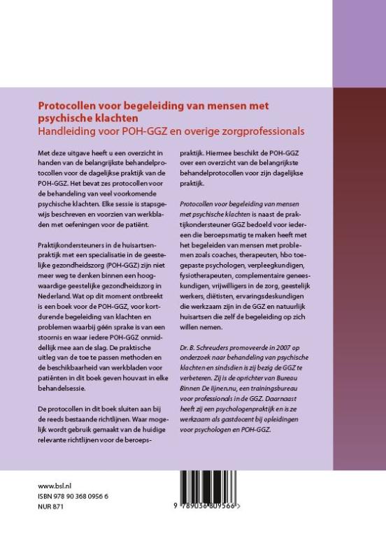 Achterkant van Protocollen voor begeleiding van mensen met psychische klachten