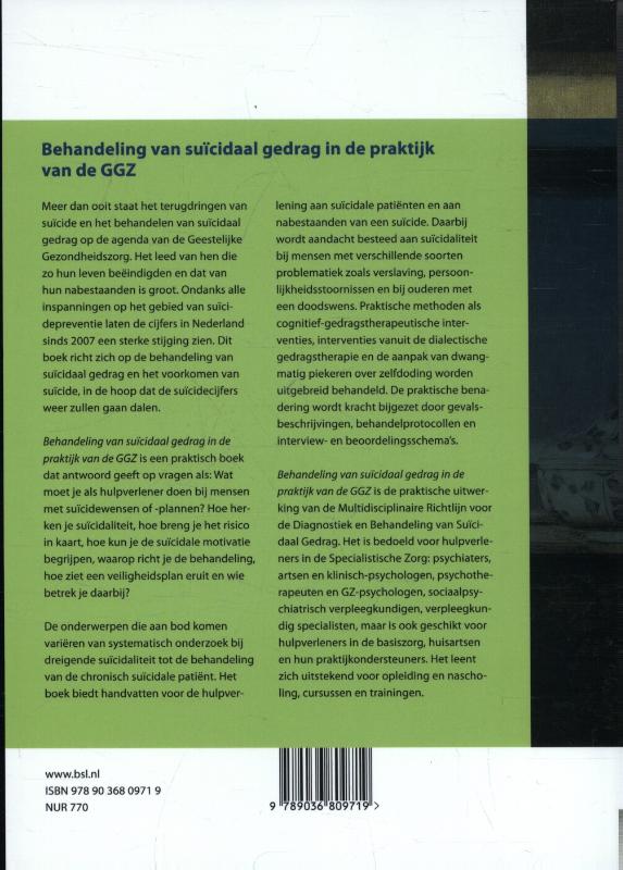 Achterkant van Behandeling van suïcidaal gedrag in de praktijk van de GGZ