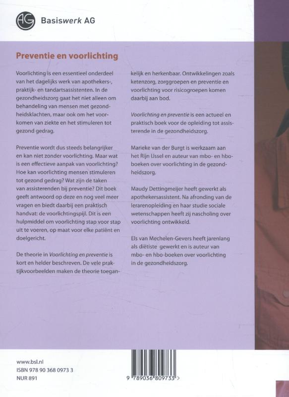 Achterkant van Preventie en voorlichting