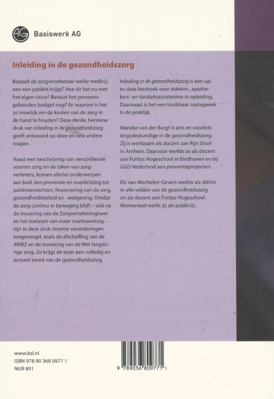 Achterkant van Inleiding in de gezondheidszorg