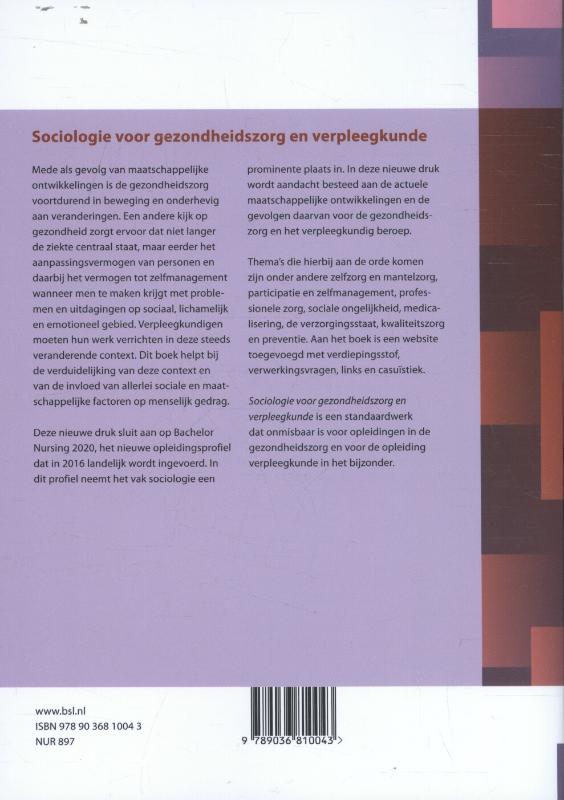 Achterkant van Sociologie voor gezondheidszorg en verpleegkunde