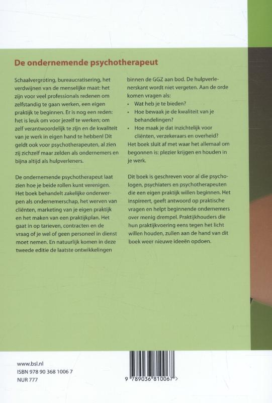 Achterkant van De ondernemende psychotherapeut