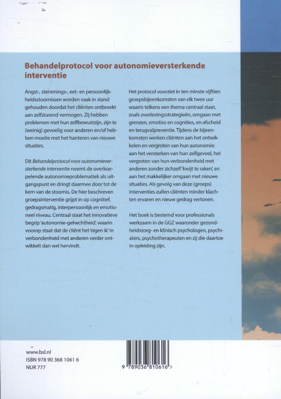 Achterkant van Behandelprotocol voor autonomieversterkende interventie