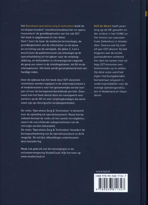 Achterkant van Basisboek operatieve zorg en technieken