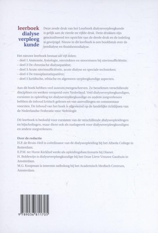 Achterkant van Leerboek Dialyseverpleegkunde
