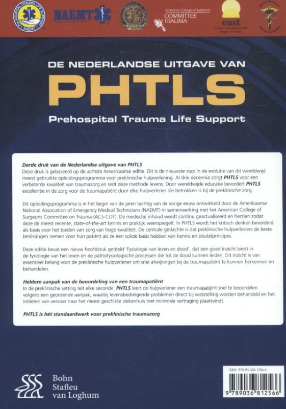 Achterkant van De Nederlandse uitgave van PHTLS