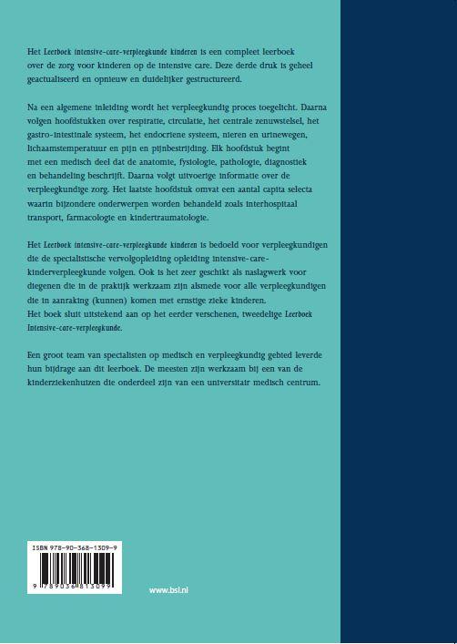 Achterkant van Leerboek intensive-care-verpleegkunde kinderen