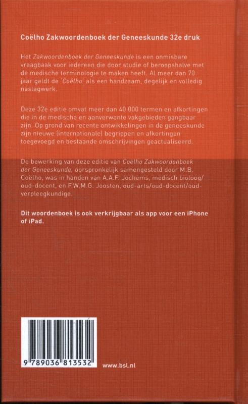 Achterkant van Coëlho zakwoordenboek der geneeskunde