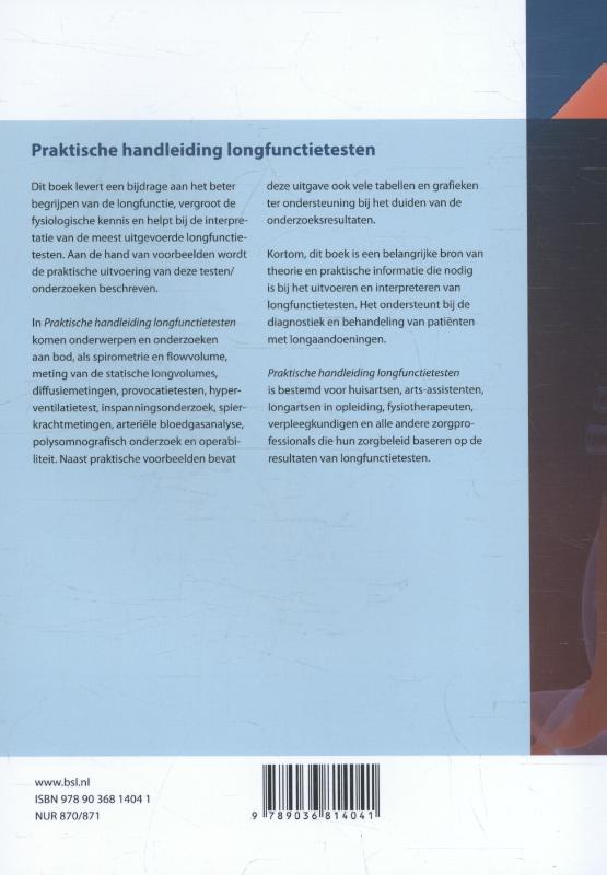 Achterkant van Praktische handleiding longfunctietesten