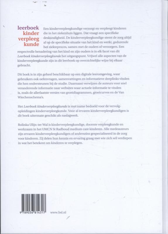 Achterkant van Leerboek kinderverpleegkunde