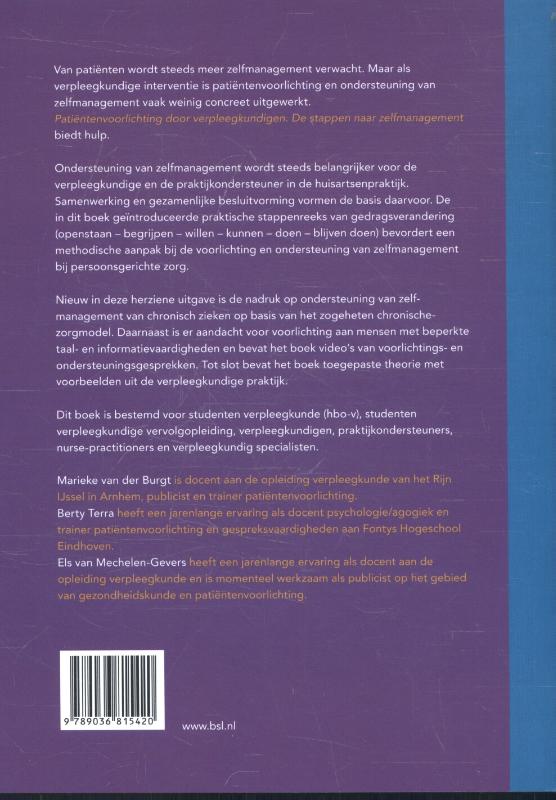Achterkant van Patiëntenvoorlichting door verpleegkundigen