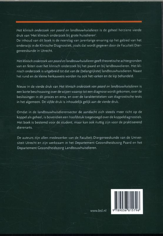 Achterkant van Het klinisch onderzoek van paard en landbouwhuisdieren