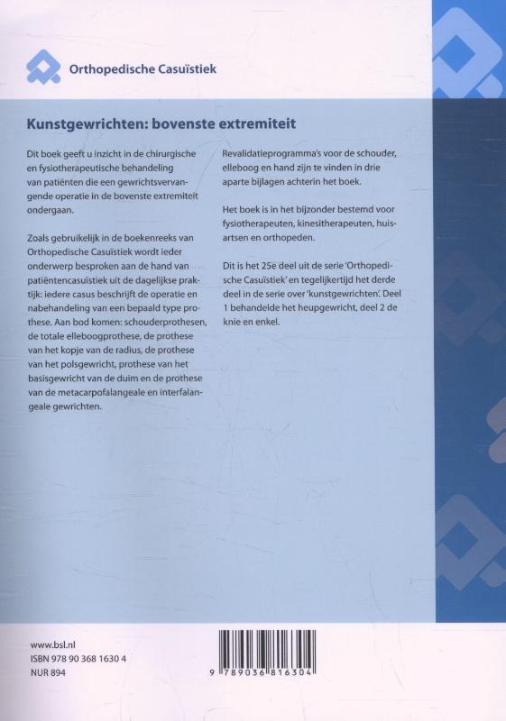 Achterkant van Kunstgewrichten: bovenste extremiteit